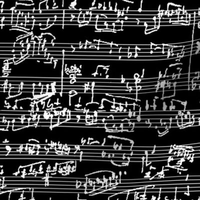 Hand Written Sheet Music on Black // Large