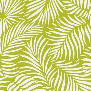 palm leaves tropical - lime white 