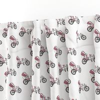 Fun bicycle rickshaw illustration india traffic bike print pink