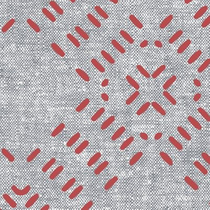 modern farmhouse tile LARGE scale (grey & red)