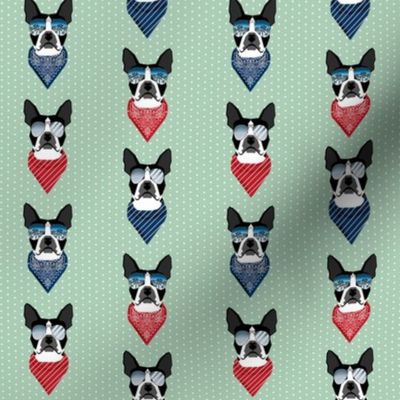 boston terrier sunglasses summer bandana dog breed fabric mint