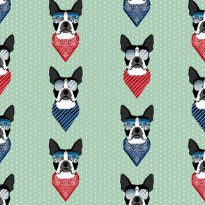 boston terrier sunglasses summer bandana dog breed fabric mint