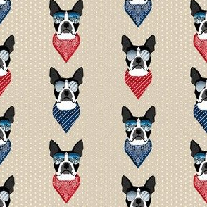 boston terrier sunglasses summer bandana dog breed fabric tan