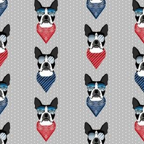 boston terrier sunglasses summer bandana dog breed fabric grey
