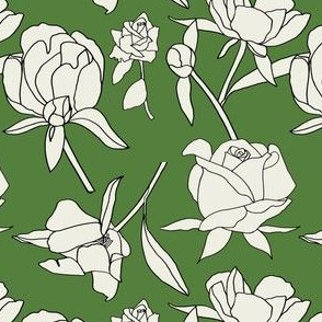 Roses in Green and Cream, larger print