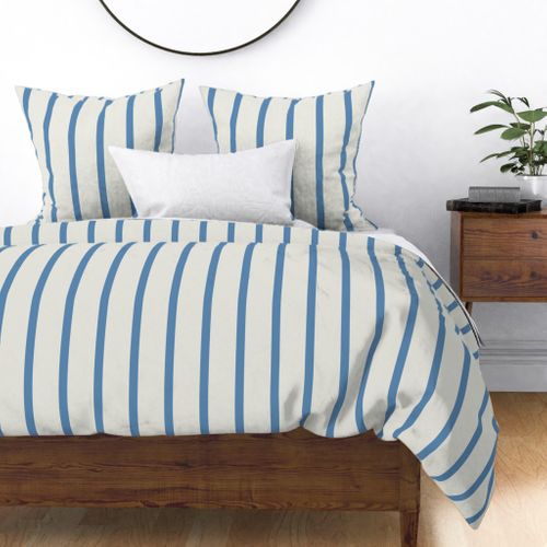 Medium Blue stripes on Cream STRIPED