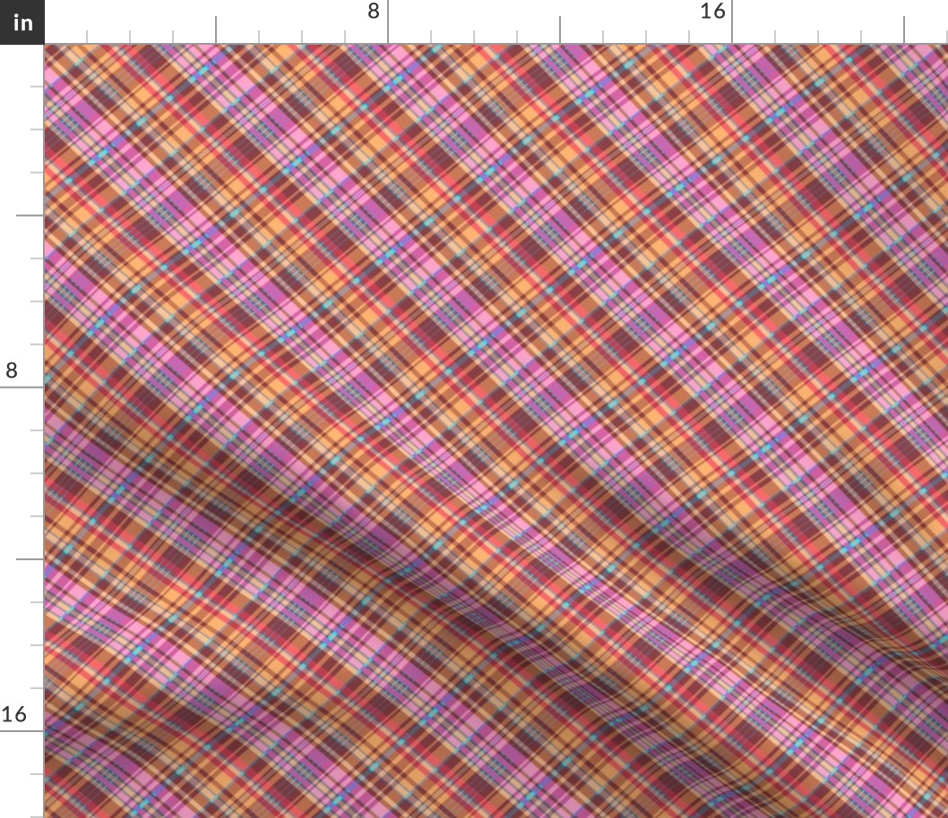 Golden Brown Red Pink Madras Plaid