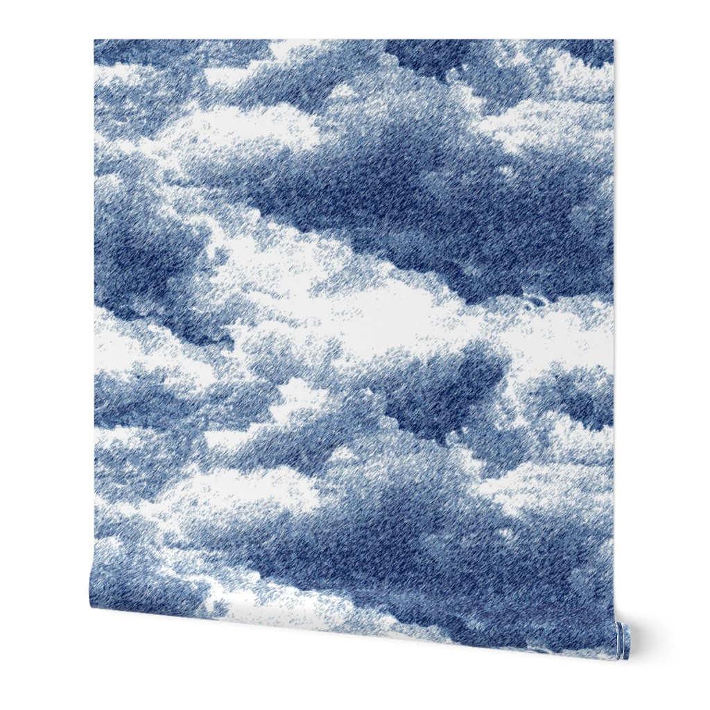 Clouds wallpaper in navy