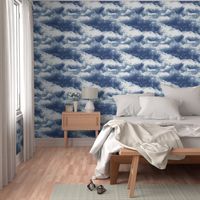 Clouds wallpaper in navy