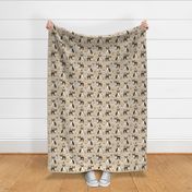 brown boston terrier dog fabric - dog and coffee fabric