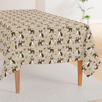 brown boston terrier dog fabric - dog and coffee fabric