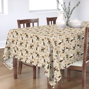 brown boston terrier dog fabric - dog and coffee fabric