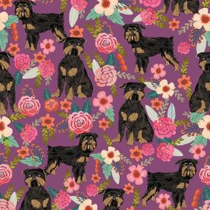 brussels griffon black and tan floral dog fabric purple