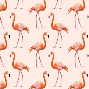 Flamingos on Pink Watercolor