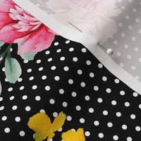 8" Valladolid Flowers - Black with White Polka Dots