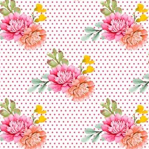 4" Valladolid Flowers - Bright Pink Polka Dots