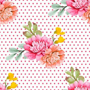 8" Valladolid Flowers - Bright Pink Polka Dots
