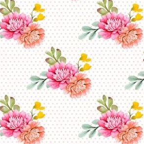 4" Valladolid Flowers - Pink Polka Dots