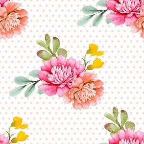 8" Valladolid Flowers - Pink Polka Dots
