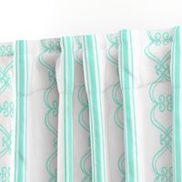 Baroque Rococo Mint Jade Green Scroll Stripe Green