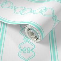 Baroque Rococo Mint Jade Green Scroll Stripe Green