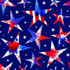 Star Spangled Splat Stars on blue