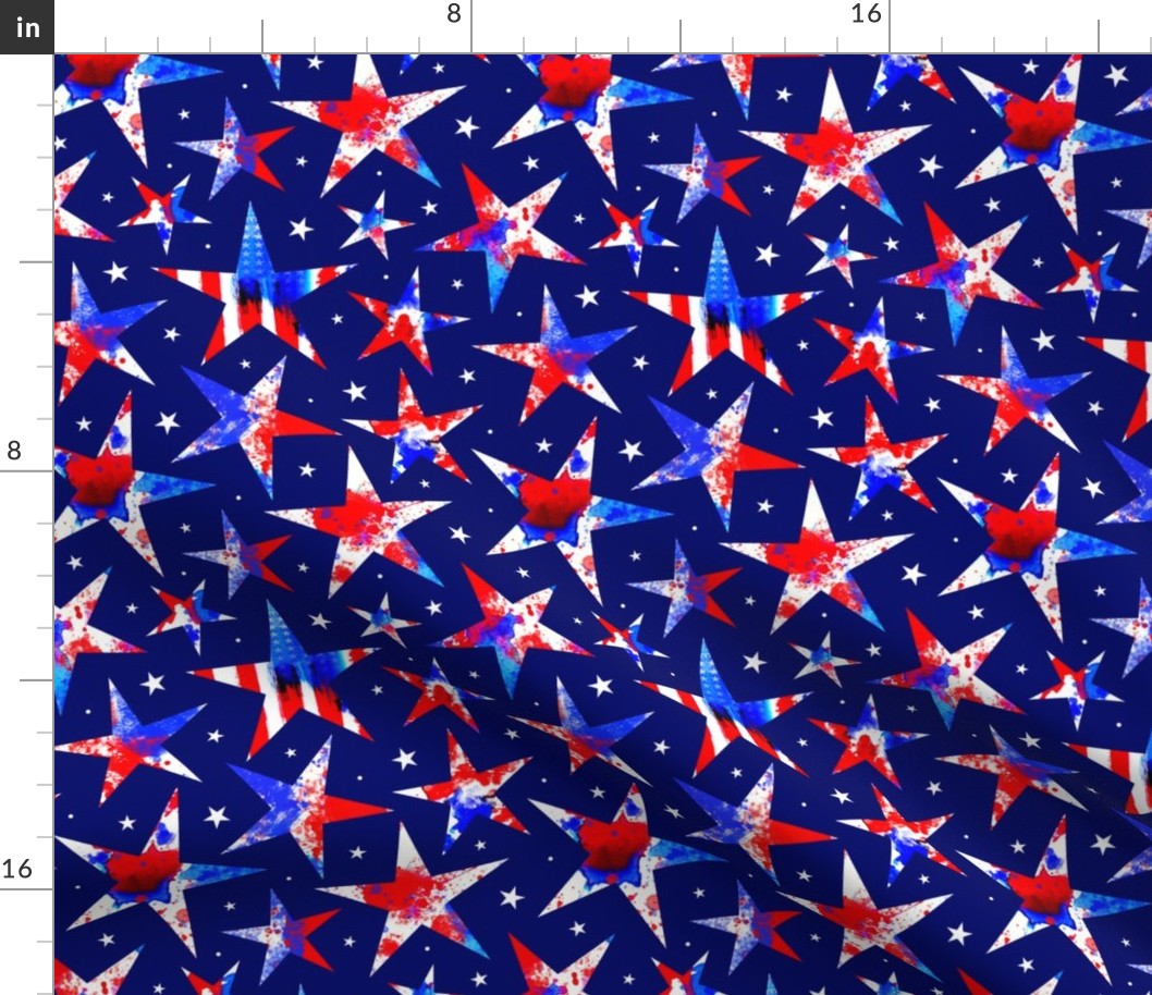 Star Spangled Splat Stars on blue