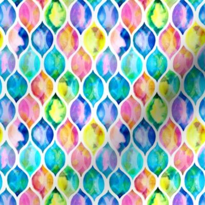 Extra small Radiant Rainbow Watercolor Ogee Pattern