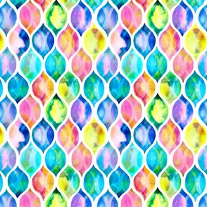 Extra small Radiant Rainbow Watercolor Ogee Pattern