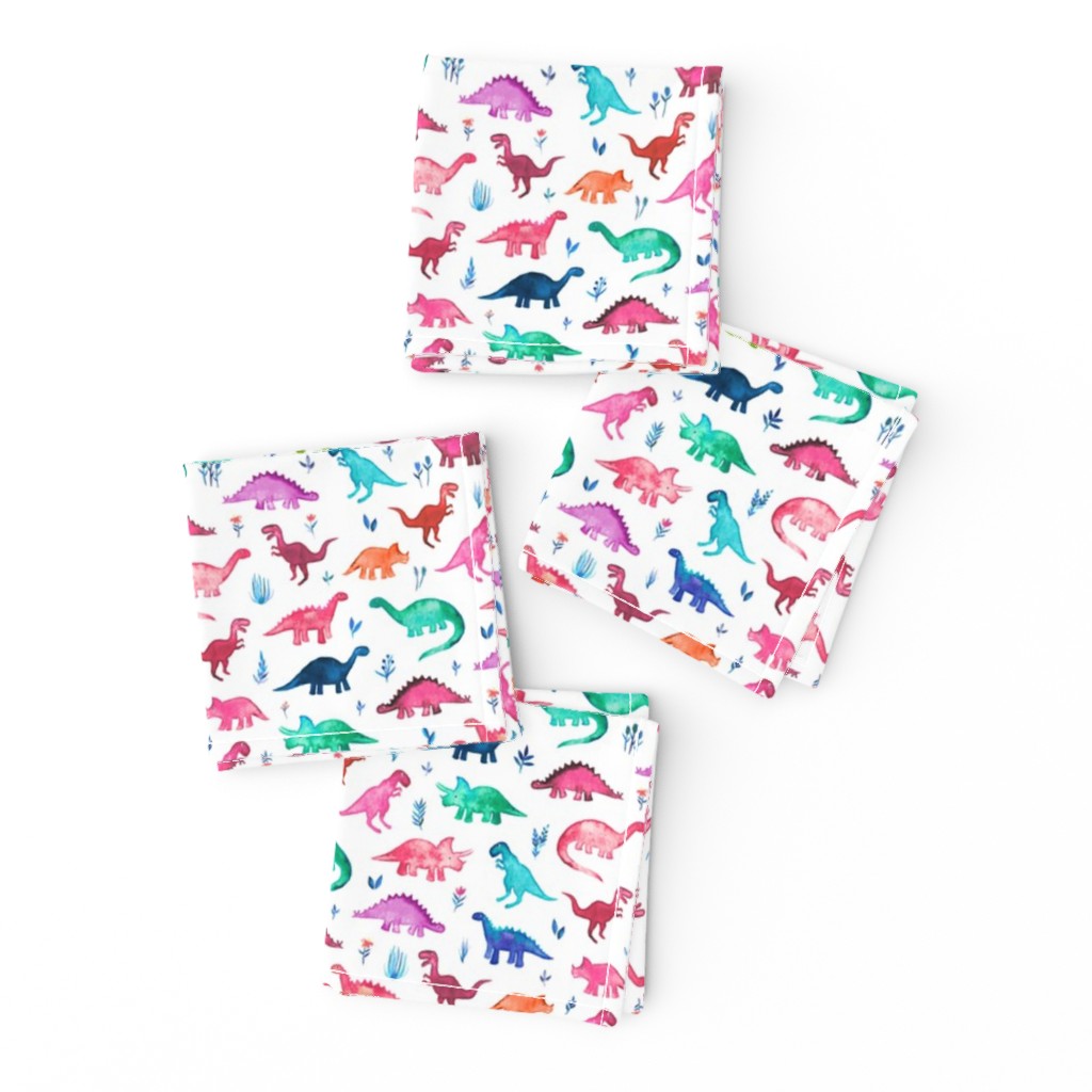 Tiny Multicolored Dinos on White