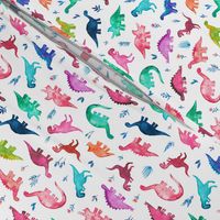 Tiny Multicolored Dinos on White