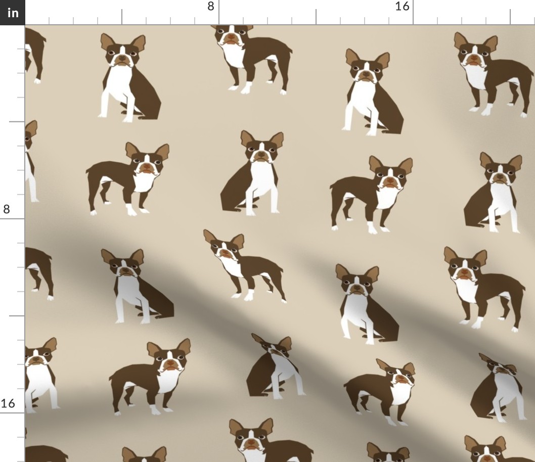 brown boston terrier dog fabric - dog  fabric