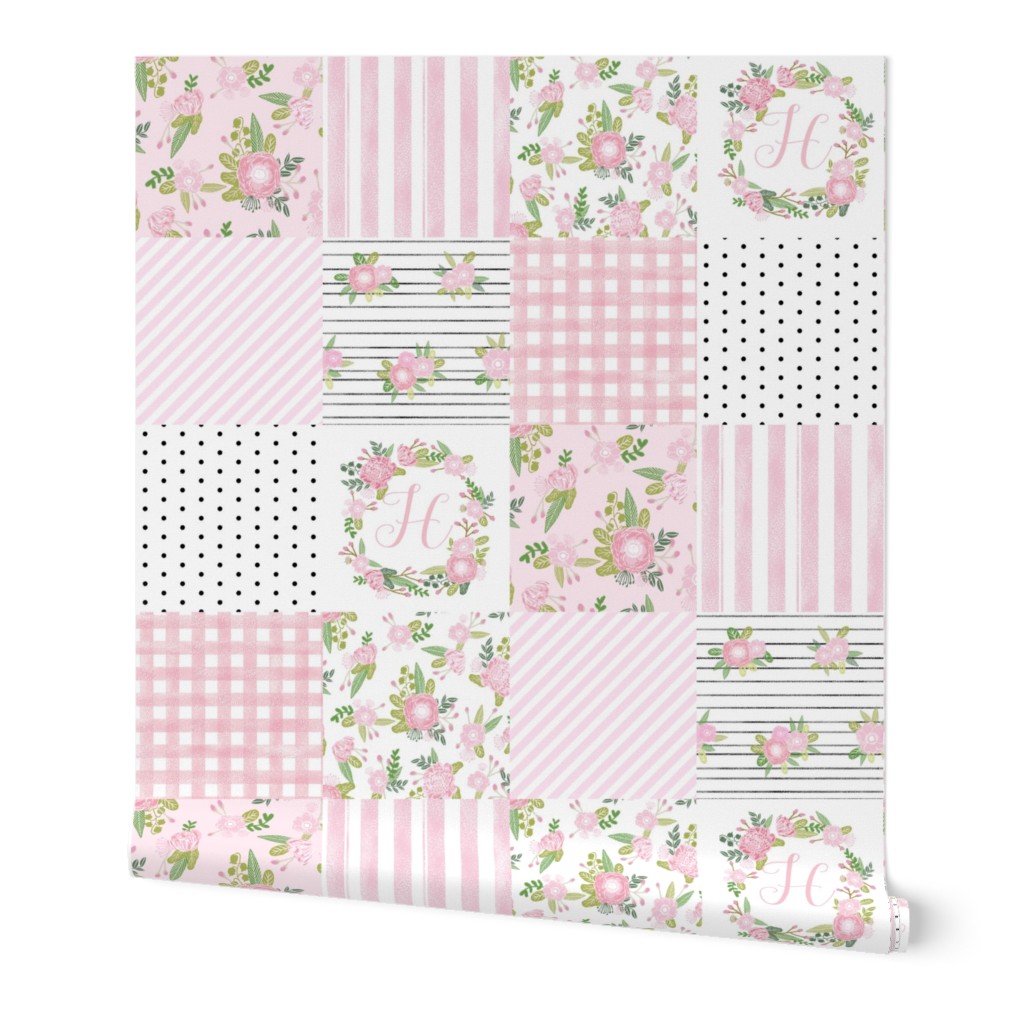 monogram quilt letter H girls pink nursery baby quilts