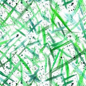 Geometry of mess in green || paint brushstrokes and splatters