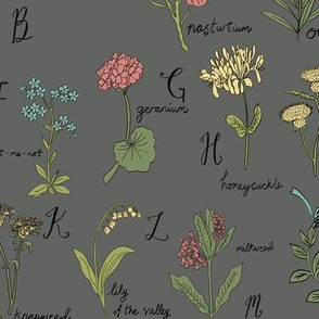 abc wildflowers botanical floral  pewter