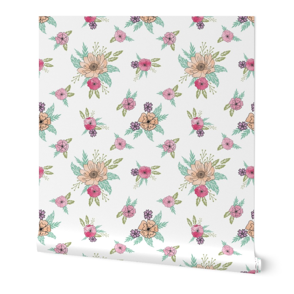 wildflower scattered botanical nature fabric 