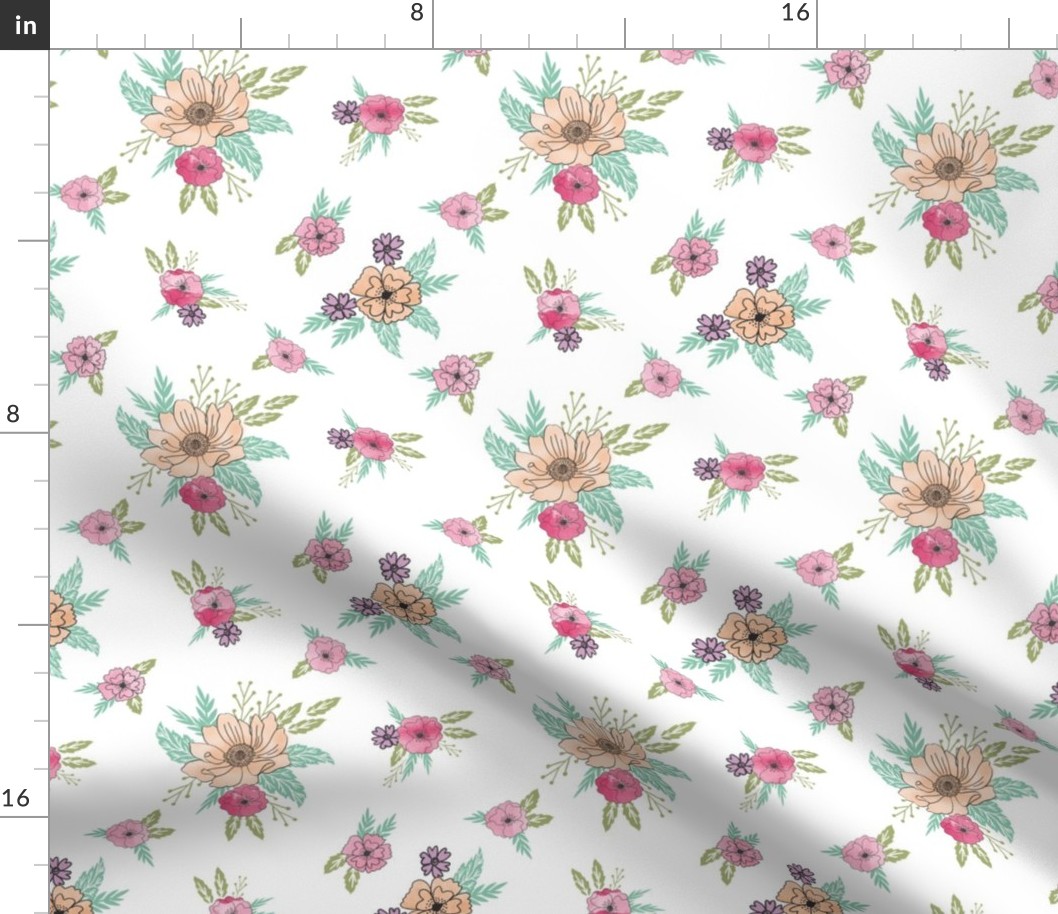 wildflower scattered botanical nature fabric 