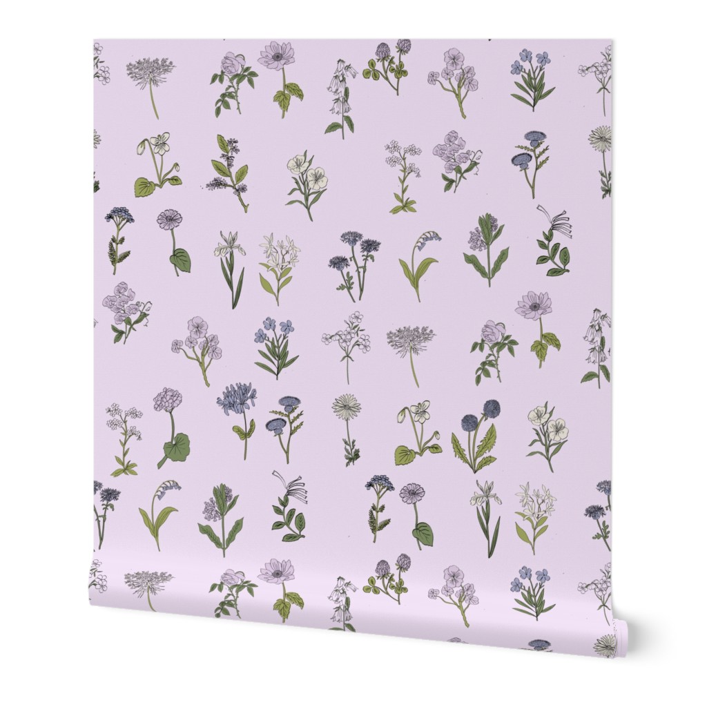 wildflowers nature botanical flower fabric lavender