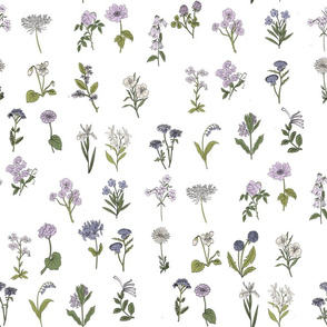 wildflowers nature botanical flower fabric purple