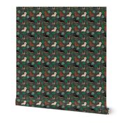 dachshund tropical monstera leaves dog breed fabric dark