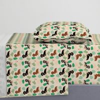 dachshund tropical monstera leaves dog breed fabric tan