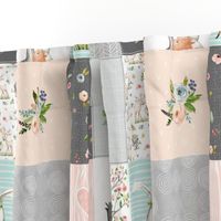 Woodland Friends Nursery Patchwork Quilt - I Woke Up This Cute Wholecloth Deer Fox Raccoon Bunny (Grey Blush) GingerLous