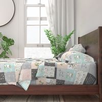 Woodland Friends Nursery Patchwork Quilt - I Woke Up This Cute Wholecloth Deer Fox Raccoon Bunny (Grey Blush) GingerLous