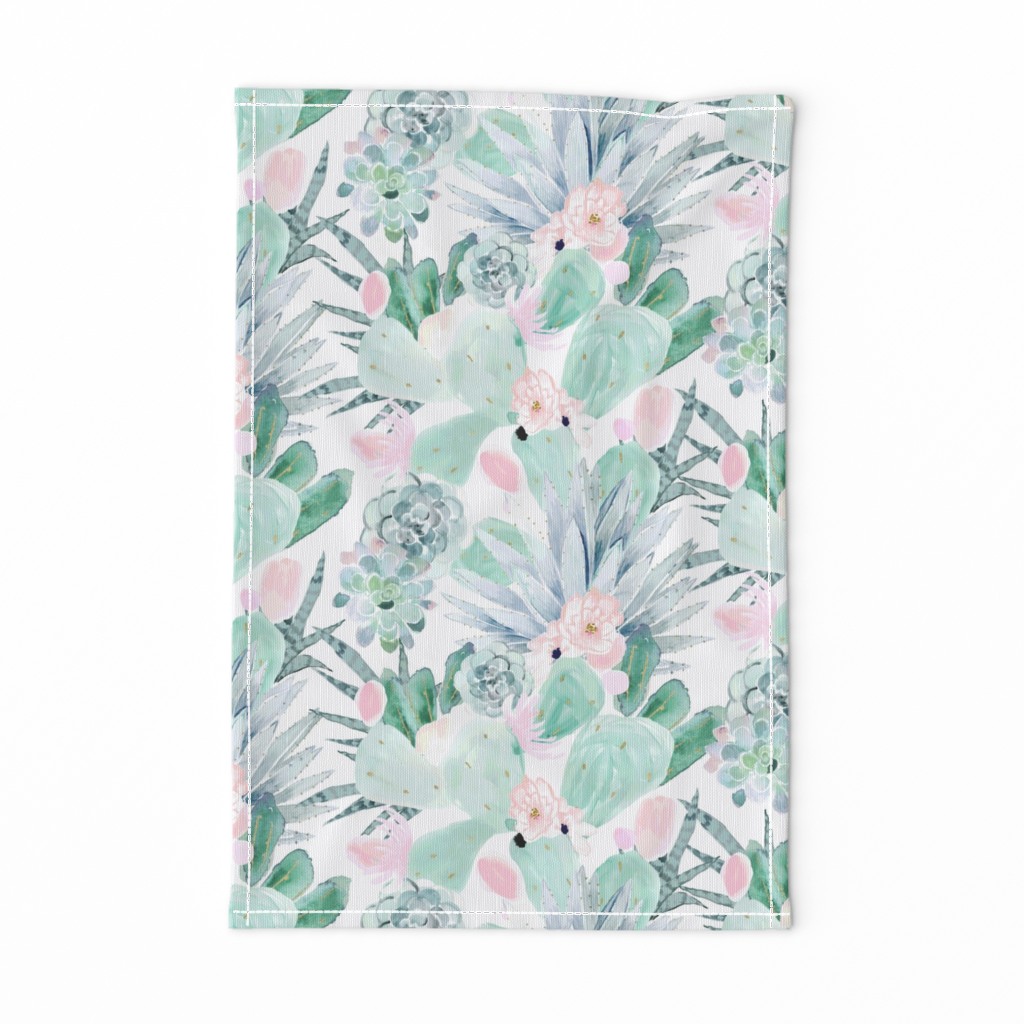 pastel cactus floral - white