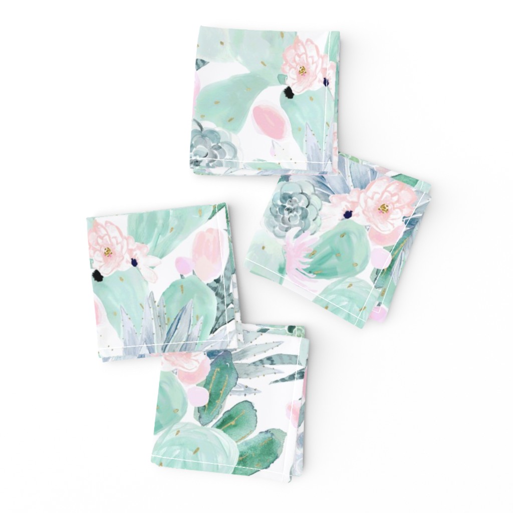 pastel cactus floral - white