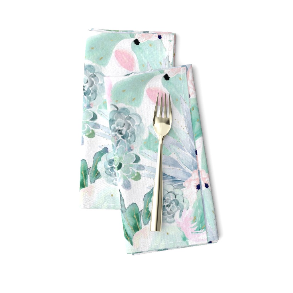 pastel cactus floral - white