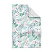 pastel cactus floral - white