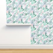 pastel cactus floral - white