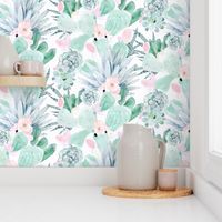 pastel cactus floral - white