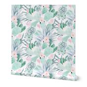 pastel cactus floral - white